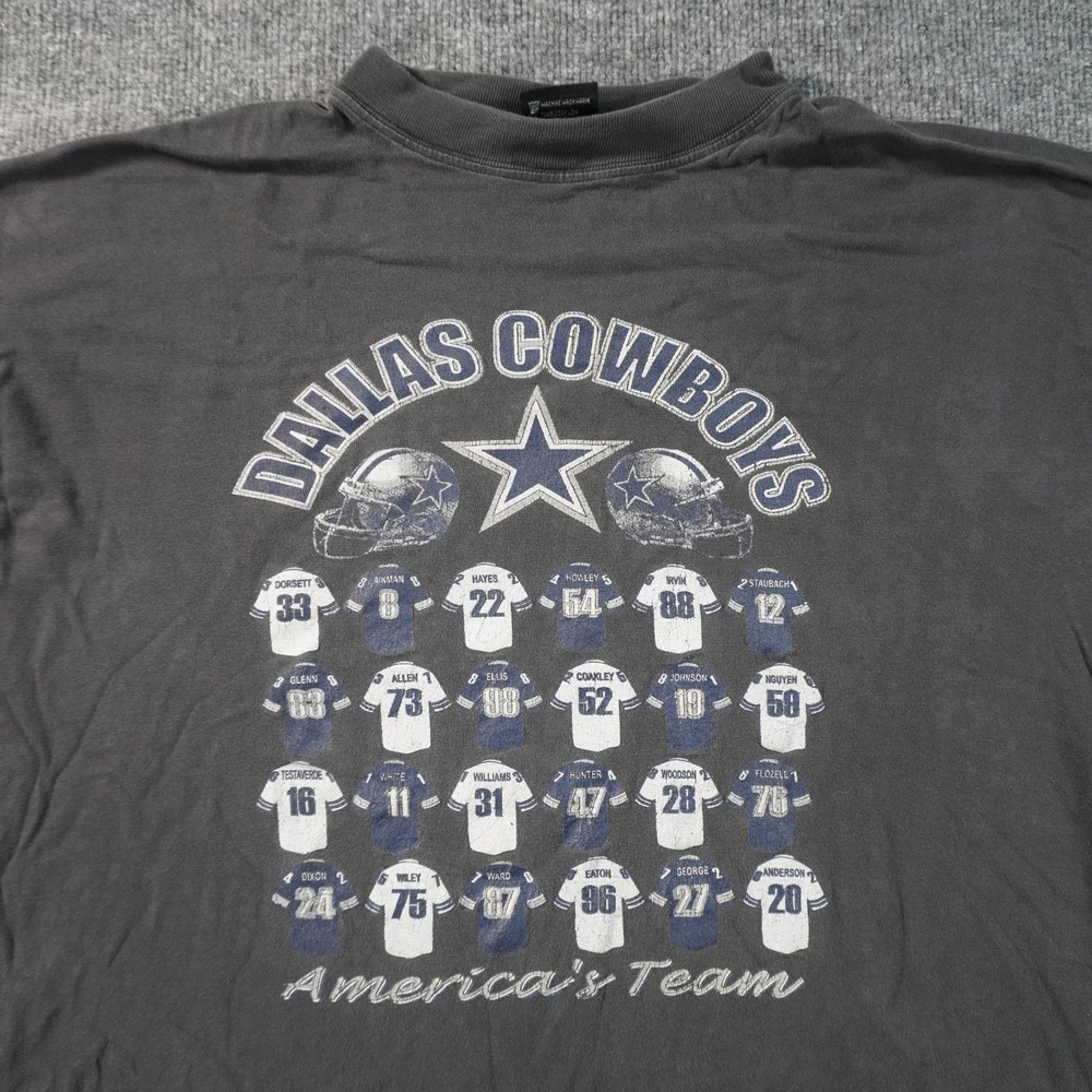 Dallas Cowboys Long Sleeve T-Shirt Mens XL Faded Black Vintage NFL Graphic Tee